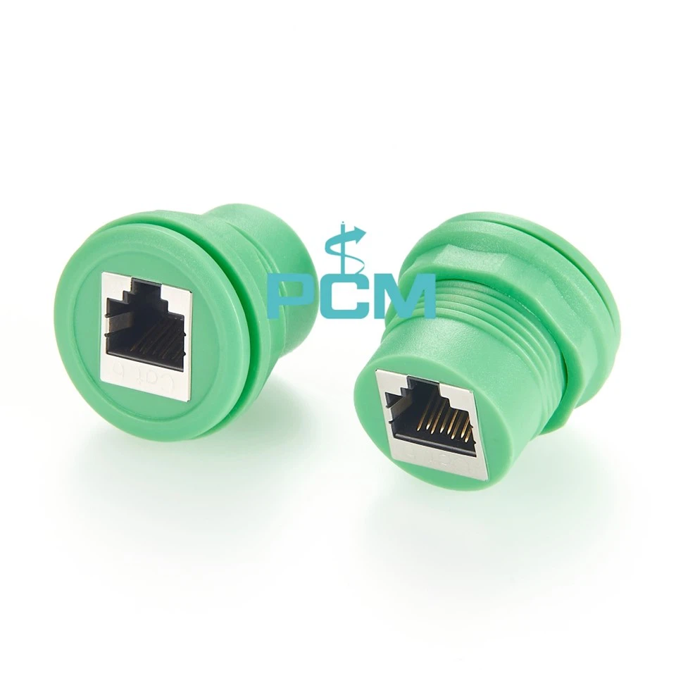 Profinet CAT6 RJ 45 8 P8C 둥근 패널 마운트 커넥터 리어 스레드 설치를 통한 여성 피드