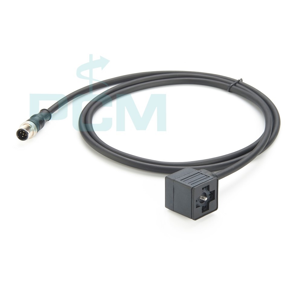 산업용 DIN 43650 솔레노이드 밸브에서 M12 수컷 5 Pin Circular 커넥터 센서 케이블