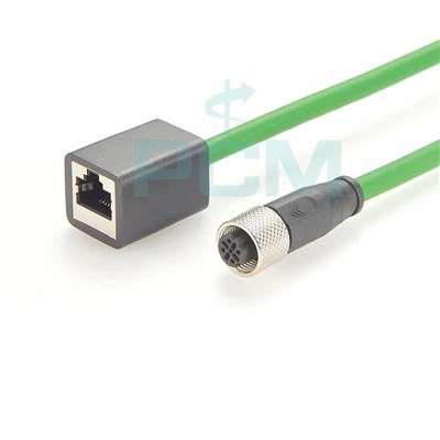 암컷 M12 D 코드 4핀 RJ45 Profinet 스트레이트 확장 케이블
